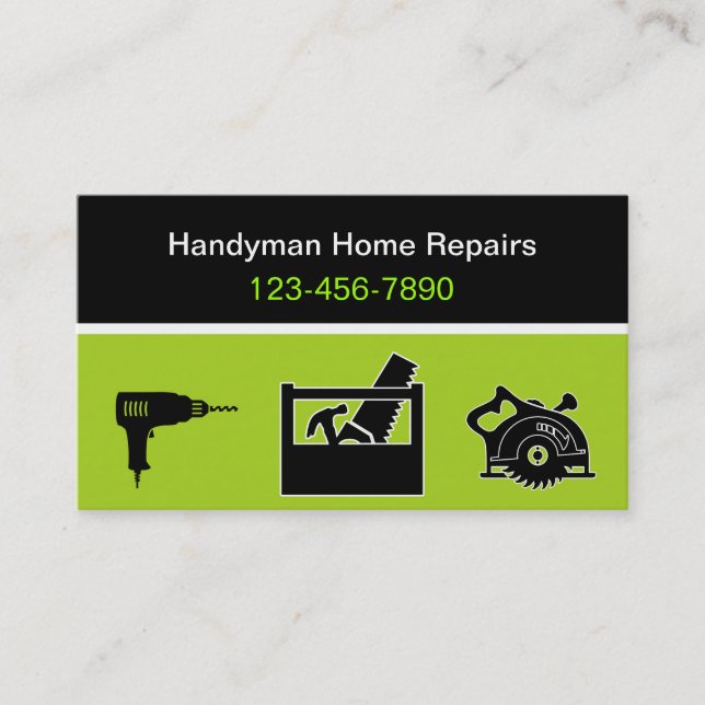Modern Handyman Business Cards (Front)