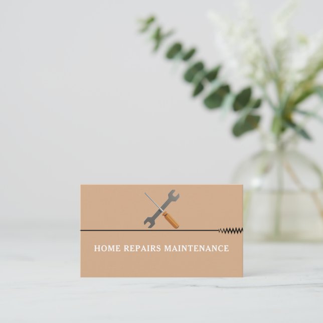 Modern handyman construction custom logo business card (Standing Front)