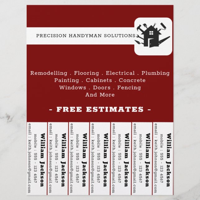 Modern handyman construction custom logo flyer (Front)