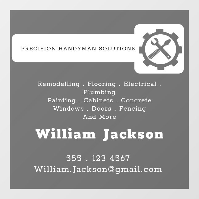 Modern handyman construction custom logo window cling (Sheet)