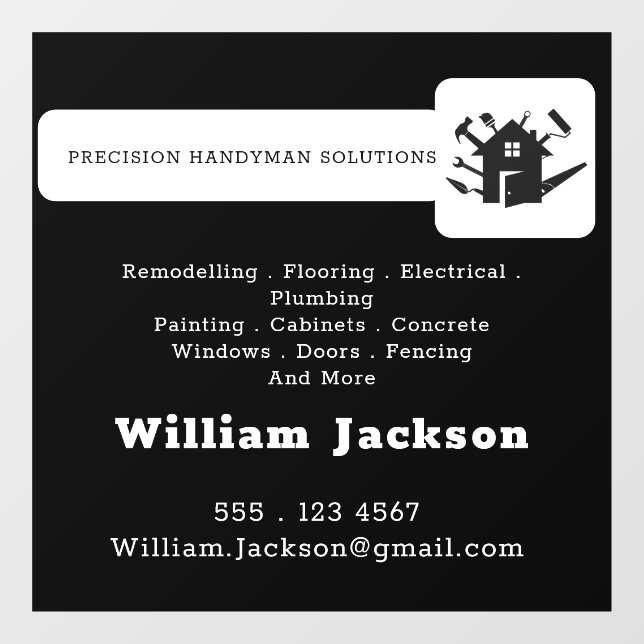 Modern handyman construction custom logo window cling (Sheet)