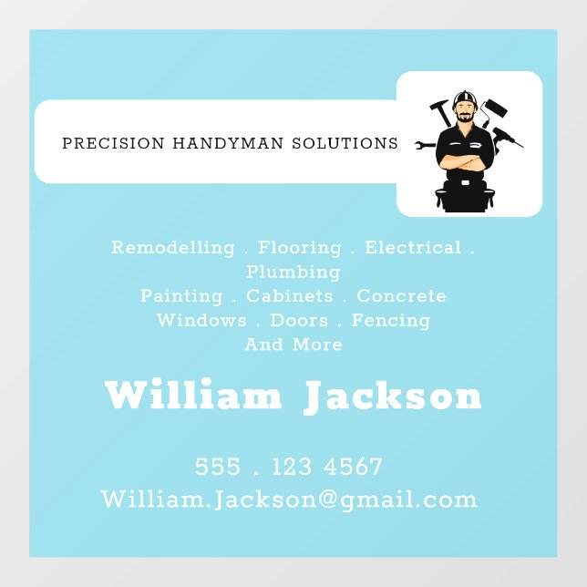 Modern handyman construction custom logo window cling (Sheet)