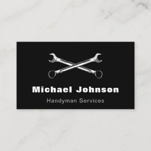 Modern Handyman Services Black & White Minimalist Business Card
