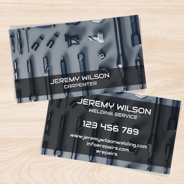 Modern Handyman Woodworker Carpenter Construction Business Card (Creator Uploaded)