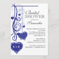 Modern Hanging Blue Hearts Bridal Shower