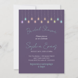 Modern Hanging Lights Purple Bridal Shower Invitation