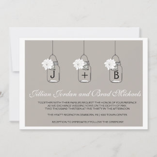 Modern Hanging Mason Jar Wedding Invitation