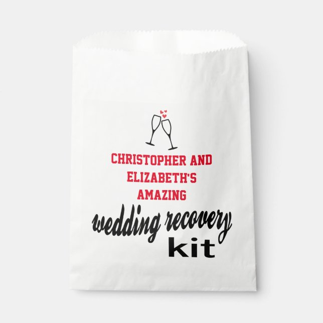 Modern Hangover Guest Recovery Kit Wedding Favour Bags (Front)