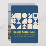 Modern Hanukkah Blue Geometric Back Photo  Holiday Card<br><div class="desc">Say Happy Hanukkah with this simple and modern geometric art card in blue,  personalised with your name and photo.</div>