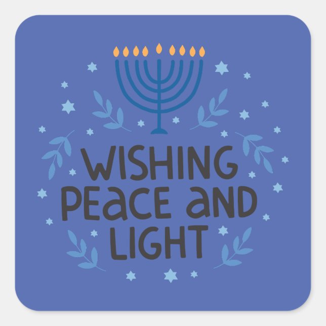 Modern Hanukkah Menorah Square Stickers (Front)