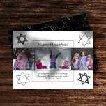 Modern Hanukkah Monochrome Star of David 3 Photo Holiday Card<br><div class="desc">Minimal classic black Bar/Bat Mitzvah and Hanukkah modern Star of David against a solid background creates an elegant,  sophisticated design. For other coordinating colours or matching products,  visit JustFharryn @ Zazzle.com or contact the designer,  c/o Fharryn@yahoo.com  All rights reserved. #zazzlemade #christmasdecor</div>