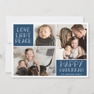 Modern Hanukkah Photo Collage Holiday Card