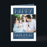 Modern Hanukkah | Photo Holiday Card<br><div class="desc">This fun,  simple photo Hanukkah greeting card features modern typography and a blue and white color scheme.  The colors can be customized,  if desired.</div>