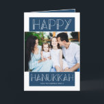 Modern Hanukkah | Photo Holiday Card<br><div class="desc">This fun,  simple photo Hanukkah greeting card features modern typography and a blue and white color scheme.  The colors can be customized,  if desired.</div>