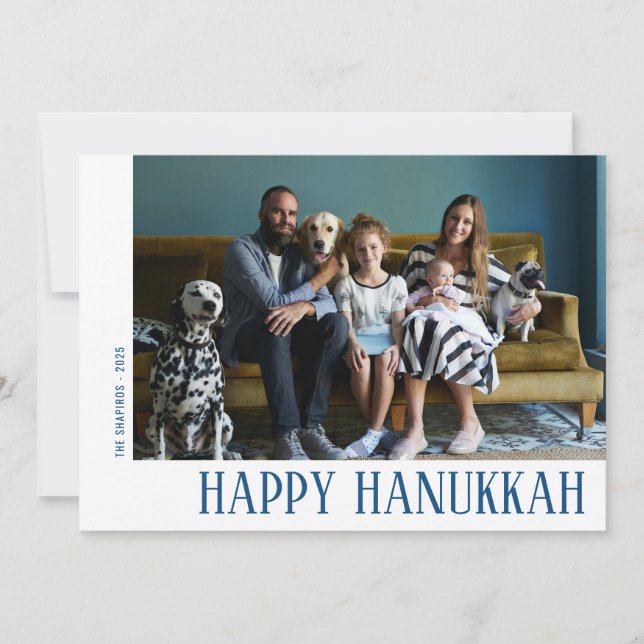 Modern Hanukkah Photo Holiday Card (Front)
