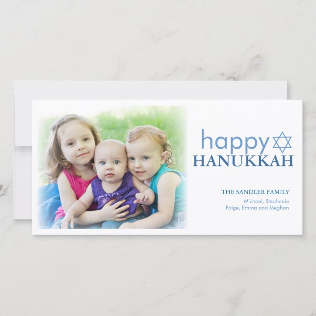 Modern Hanukkah Photo Holiday Greeting (Front)