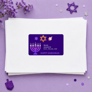 Modern Hanukkah Return Address Label Purple