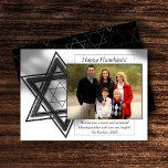 Modern Hanukkah Silver Wishful Star of David Photo Holiday Card<br><div class="desc">Minimal classic silver Bar/Bat Mitzvah and Hanukkah modern Star of David against a solid background creates an elegant,  sophisticated design. For other coordinating colours or matching products,  visit JustFharryn @ Zazzle.com or contact the designer,  c/o Fharryn@yahoo.com  All rights reserved. #zazzlemade #christmasdecor</div>