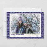Modern Hanukkah Star Line Pattern Blue Photo Card<br><div class="desc">Wish friends and family a Happy Hanukkah with this simple card featuring a modern Jewish star line pattern in vibrant blue and white,  personalised with your photo,  greeting,  and name.</div>