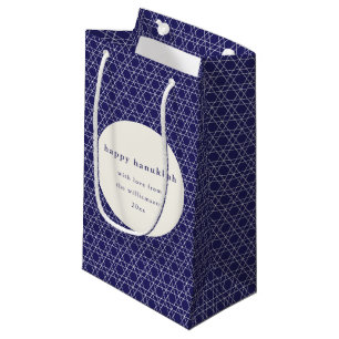 Modern Hanukkah Star Lines Elegant Blue Custom Small Gift Bag