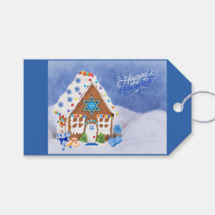 Modern Hanukkah Star of David Gingerbread House Gift Tags