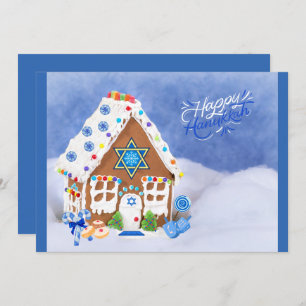 Modern Hanukkah Star of David Gingerbread House Holiday Card