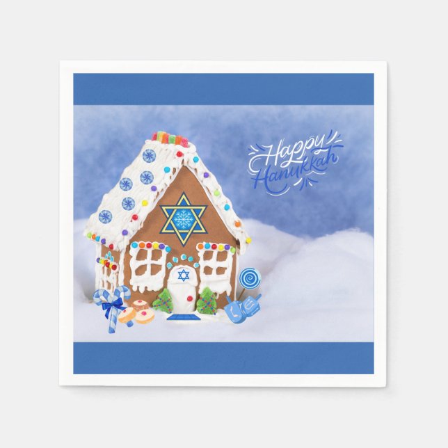 Modern Hanukkah Star of David Gingerbread House Napkin (Front)