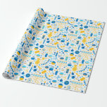Modern Hanukkah Wrapping Paper<br><div class="desc">This modern wrapping paper is super cute!  It has menorahs,  candles,  presents,  gelt,  and Stars of David all in blue and gold.  Get enough to wrap all your gifts!  They'll look fabulous!</div>
