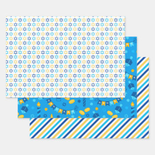 Modern Hanukkah Wrapping Paper Sheet