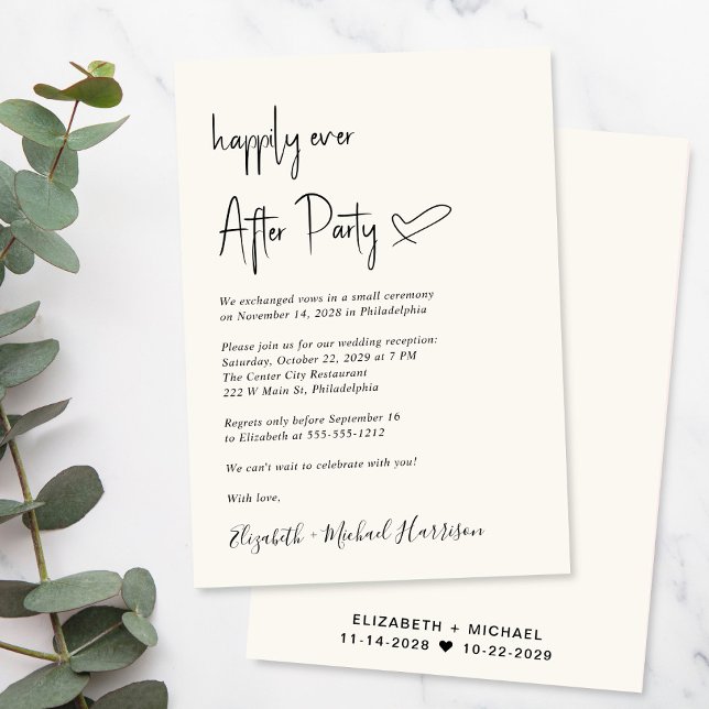 Modern Happily Ever After Cream Wedding Reception Invitation (Creator Uploaded)
