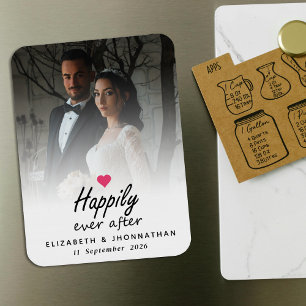 Modern Happily Ever After Heart Cute Couple Photo Magnet