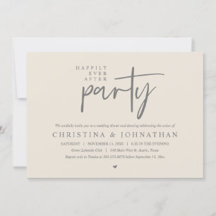 Modern Happily Ever After Party Wedding Dinner Invitation