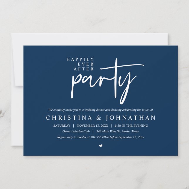Modern Happily Ever After Party Wedding Dinner Invitation (Front)