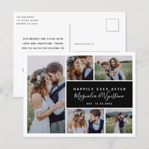 Modern Happily Ever After Photo Collage Wedding  Postcard