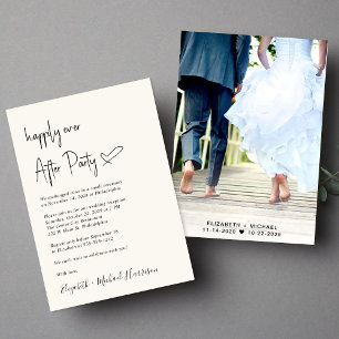 Modern Happily Ever After Photo Wedding Reception Invitation