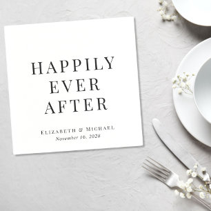 Modern Happily Ever After Wedding Napkin