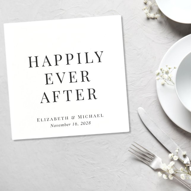 Modern Happily Ever After Wedding Napkin (Creator Uploaded)