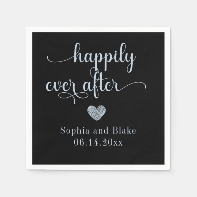 Modern Happily Ever After Wedding Napkins (Front)