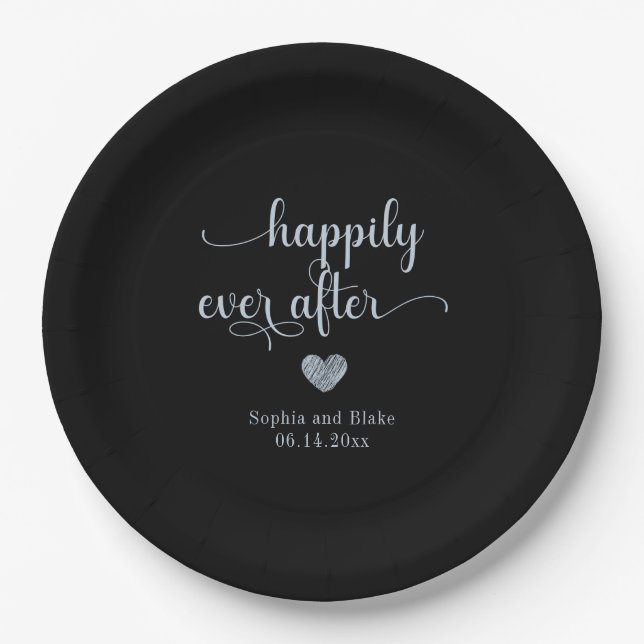 Modern Happily Ever After Wedding  Paper Plate (Front)