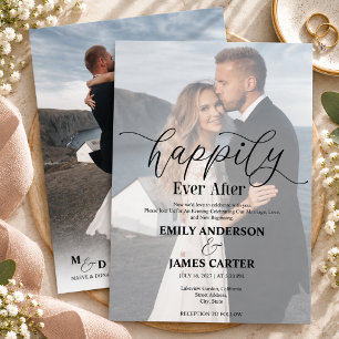 Modern Happily Ever After Wedding Photo Overlay Invitation