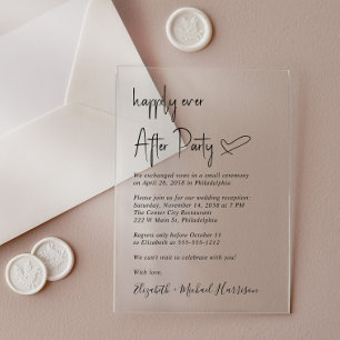 Modern Happily Ever After Wedding Reception Acrylic Invitations