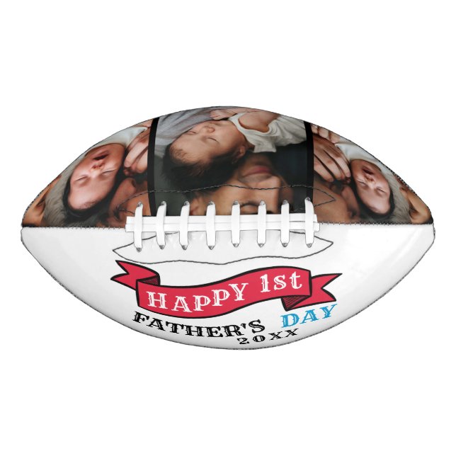 Modern Happy 1st Fathers Day Photo Collage American Football (Front)