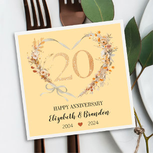 Modern Happy 20th Anniversary Wedding Napkins