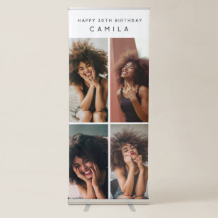 Modern Happy 30th Birthday Party Photo Collage Retractable Banner
