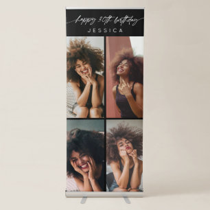 Modern Happy 30th Birthday Script Photo Collage Re Retractable Banner