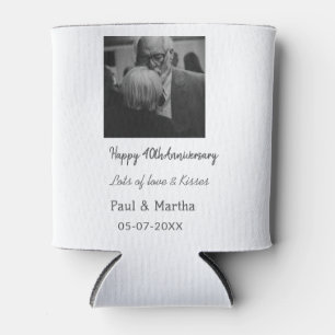 Modern happy 40th anniversary add name date photo can cooler