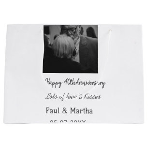 Modern happy 40th anniversary add name date photo large gift bag
