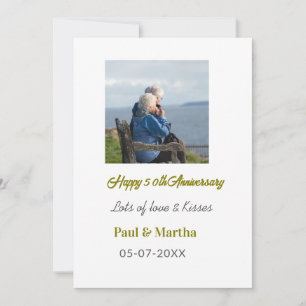 Modern happy 50th anniversary add name date photo invitation