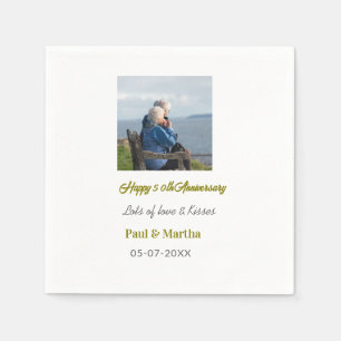 Modern happy 50th anniversary add name date photo napkin