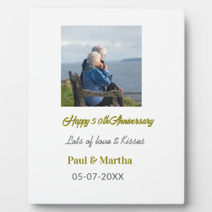 Modern happy 50th anniversary add name date photo  plaque